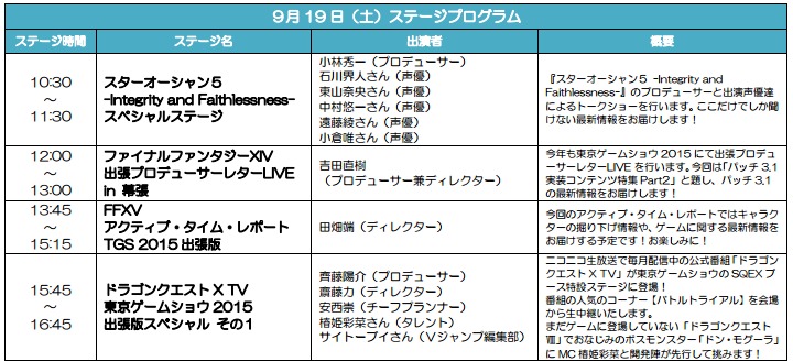 『SQUARE ENIX Presents JAPAN TOKYO GAME SHOW 2015 スペシャル』