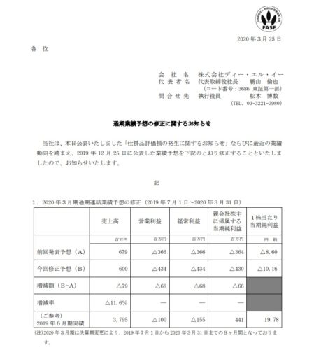 DLE　決算修正