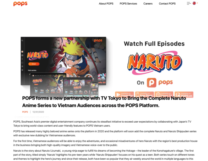 ベトナムのメディア企業pops Worldwide テレビ東京とベトナム地域における映像配信のパートナーシップを締結 オタク産業通信 ゲーム マンガ アニメ ノベルの業界ニュース