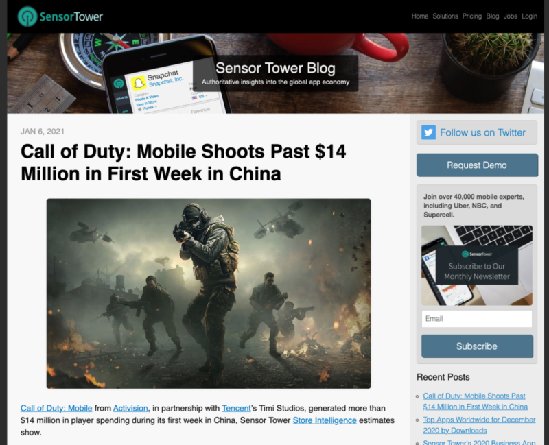 Sensor Tower Ã‚²ãƒ¼ãƒ  Call Of Duty Mobile ÃŒä¸­å›½ã®é…ä¿¡åˆé€±ã§14å„„å††è¶…ã®å£²ä¸Šã‚’è¨˜éŒ² Ã‚ªã‚¿ã‚¯ç”£æ¥­é€šä¿¡ Ã‚²ãƒ¼ãƒ  Ãƒžãƒ³ã‚¬ Ã‚¢ãƒ‹ãƒ¡ ÃƒŽãƒ™ãƒ«ã®æ¥­ç•Œãƒ‹ãƒ¥ãƒ¼ã‚¹