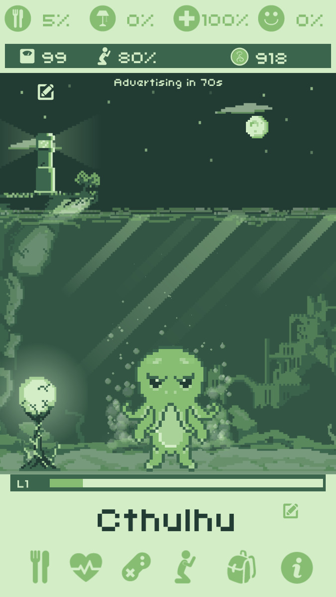 レビュー Cthulhu Virtual Pet クトゥルフちゃんがかわいい なぜかレトロゲーム風になった恐怖の神を愛であげよう オタク産業通信 ゲーム マンガ アニメ ノベルの業界ニュース